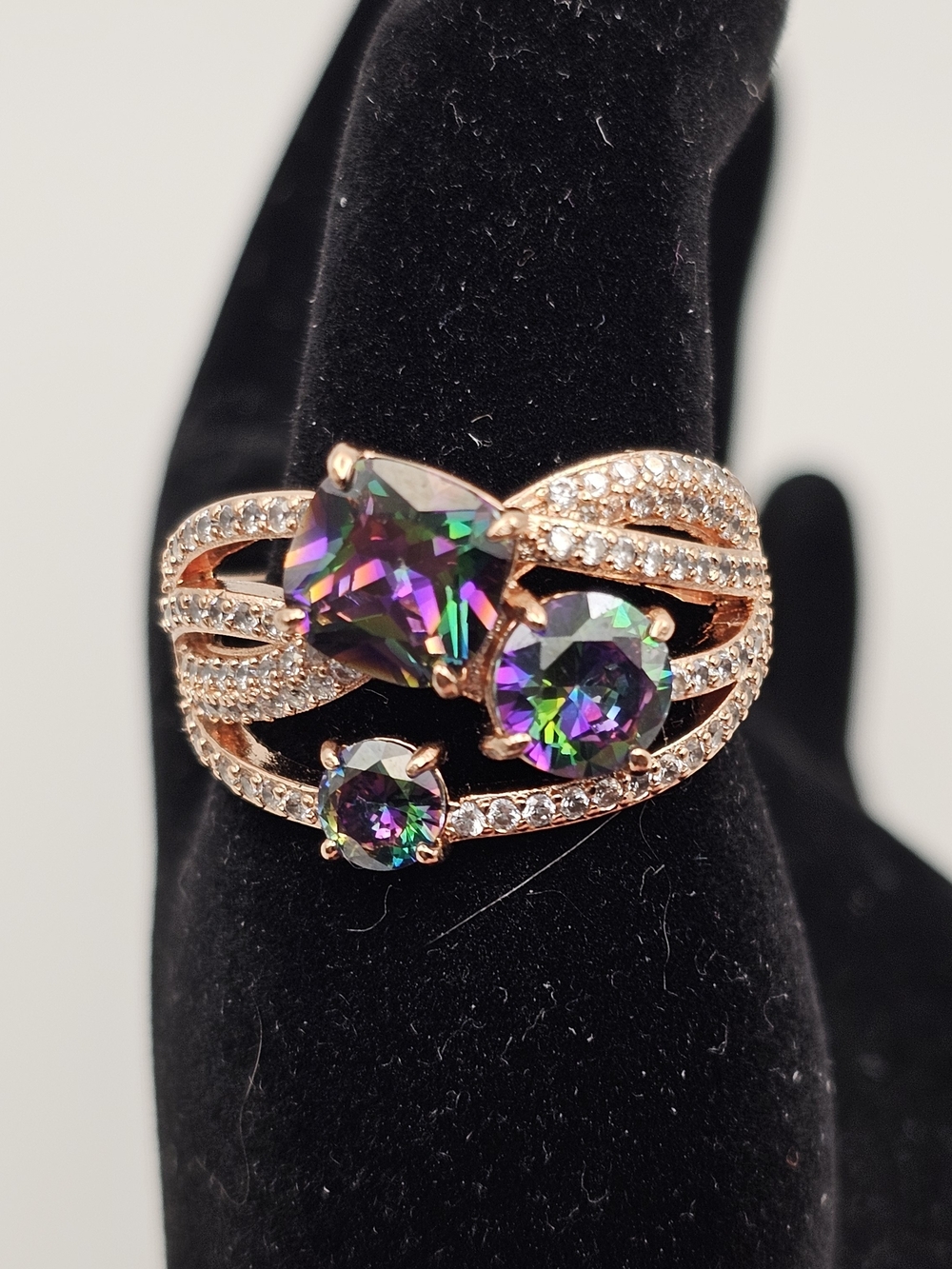 NEW Bomb Party OG Ring "One More Time" Size 11 Rainbow Topaz on Rose Gold $148
